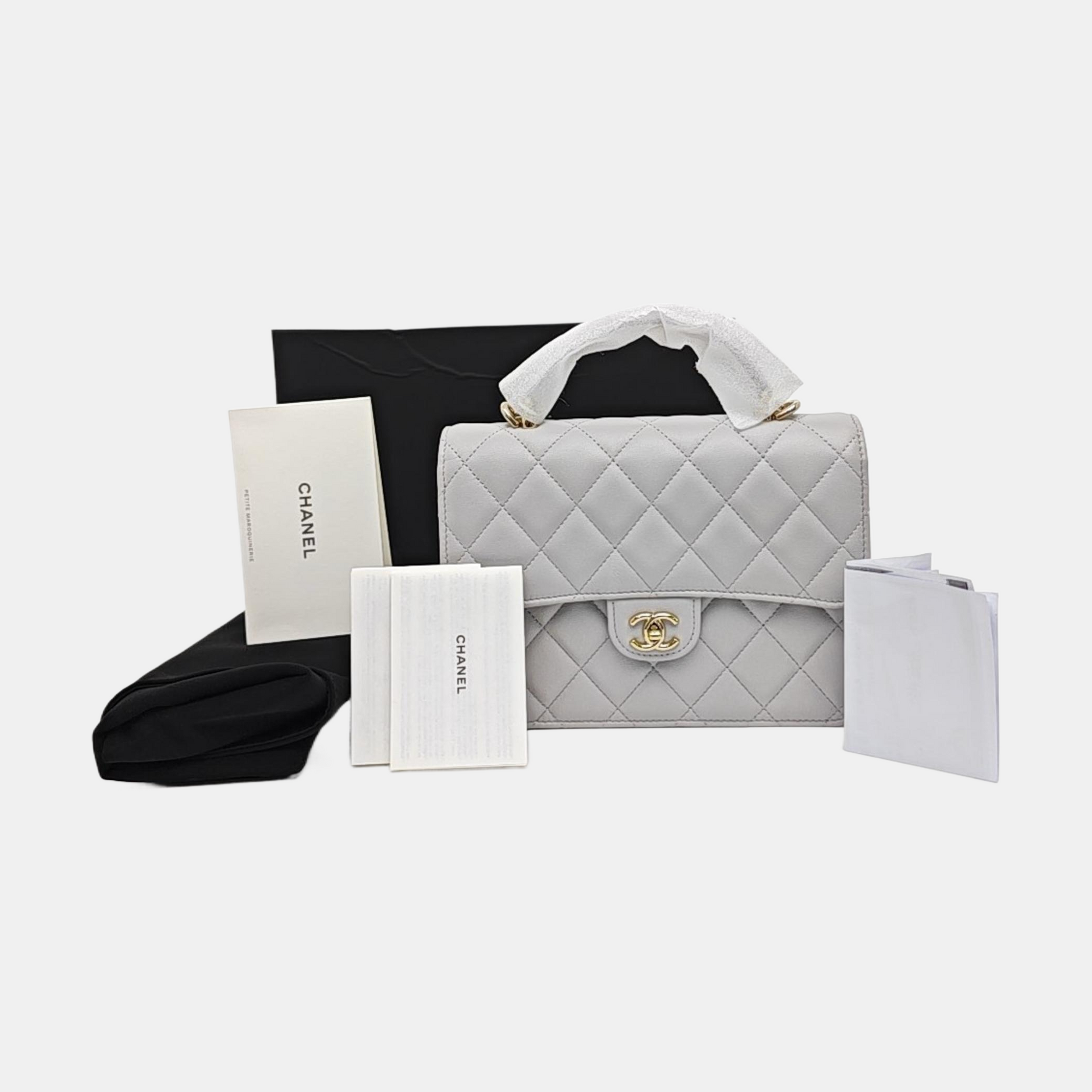 Quilted Lambskin Backpack Gray