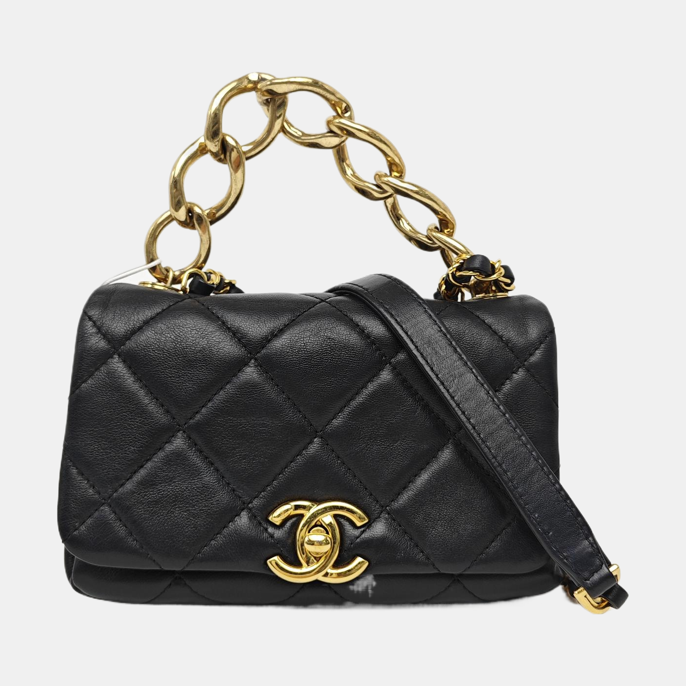 CHAIN INFINITY TOP HANDLE Mini Quilted Lambskin Black