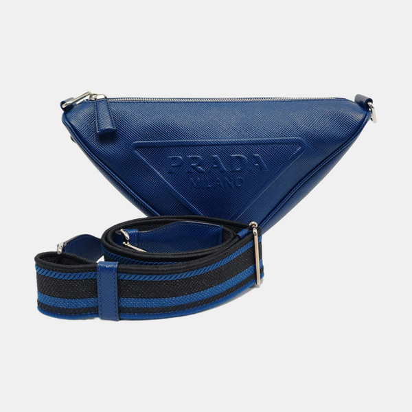 Authenticated pre-owned  Triangle Calfskin Blue - Crossbody Bag at Looply