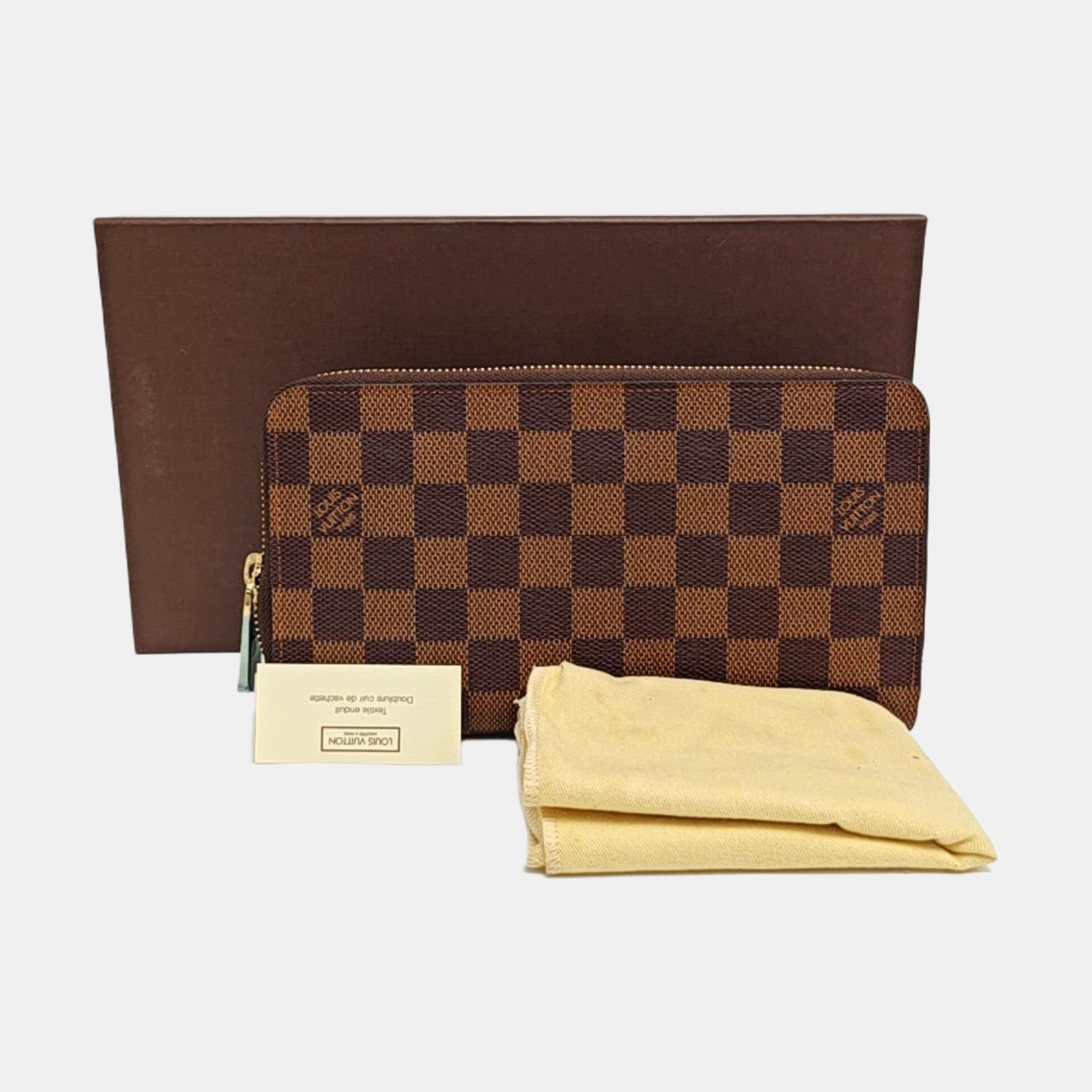 ZIPPY Damier Ebene Coated Canvas Brown