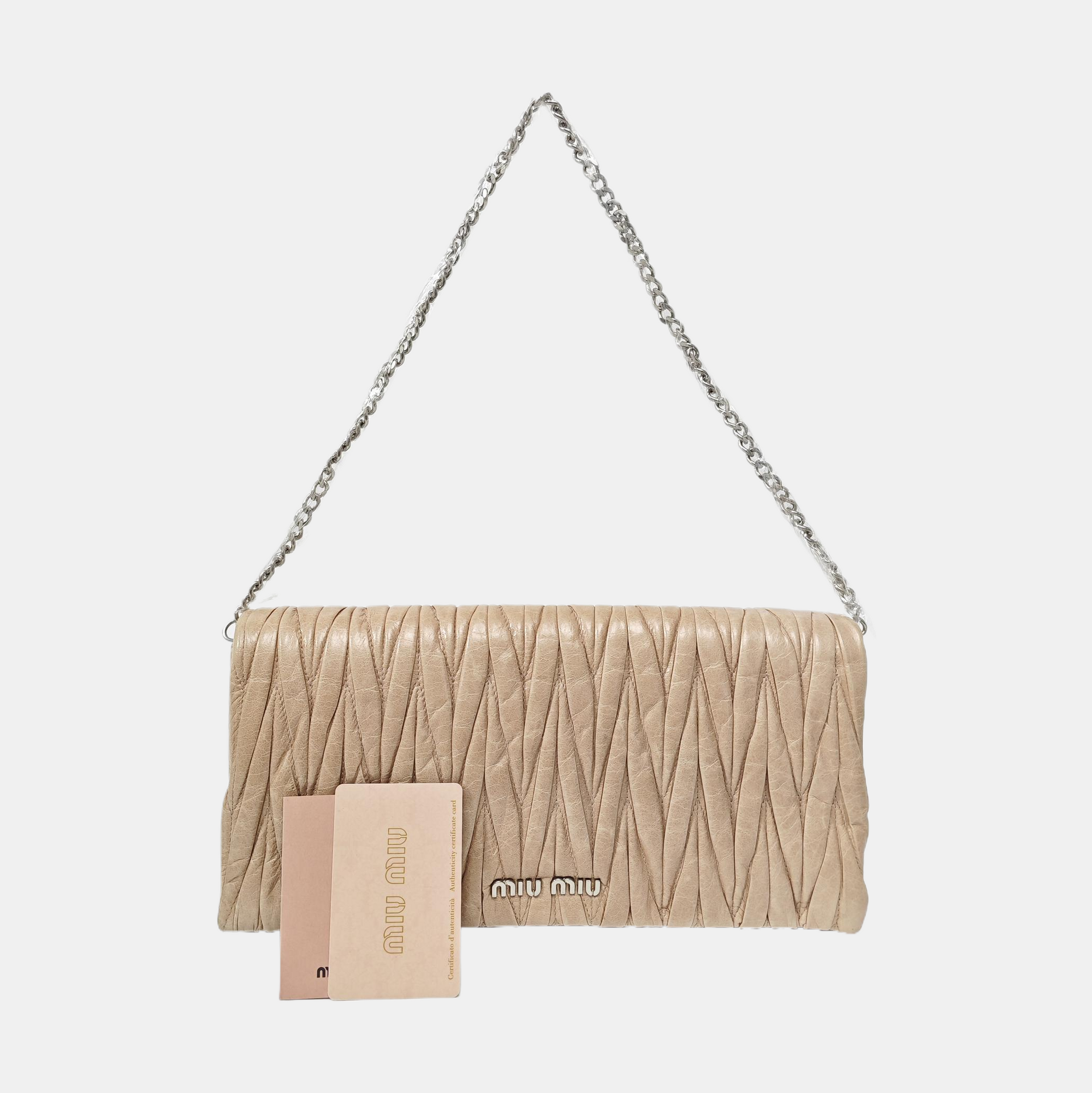 Miu Délice Quilted Lambskin Beige