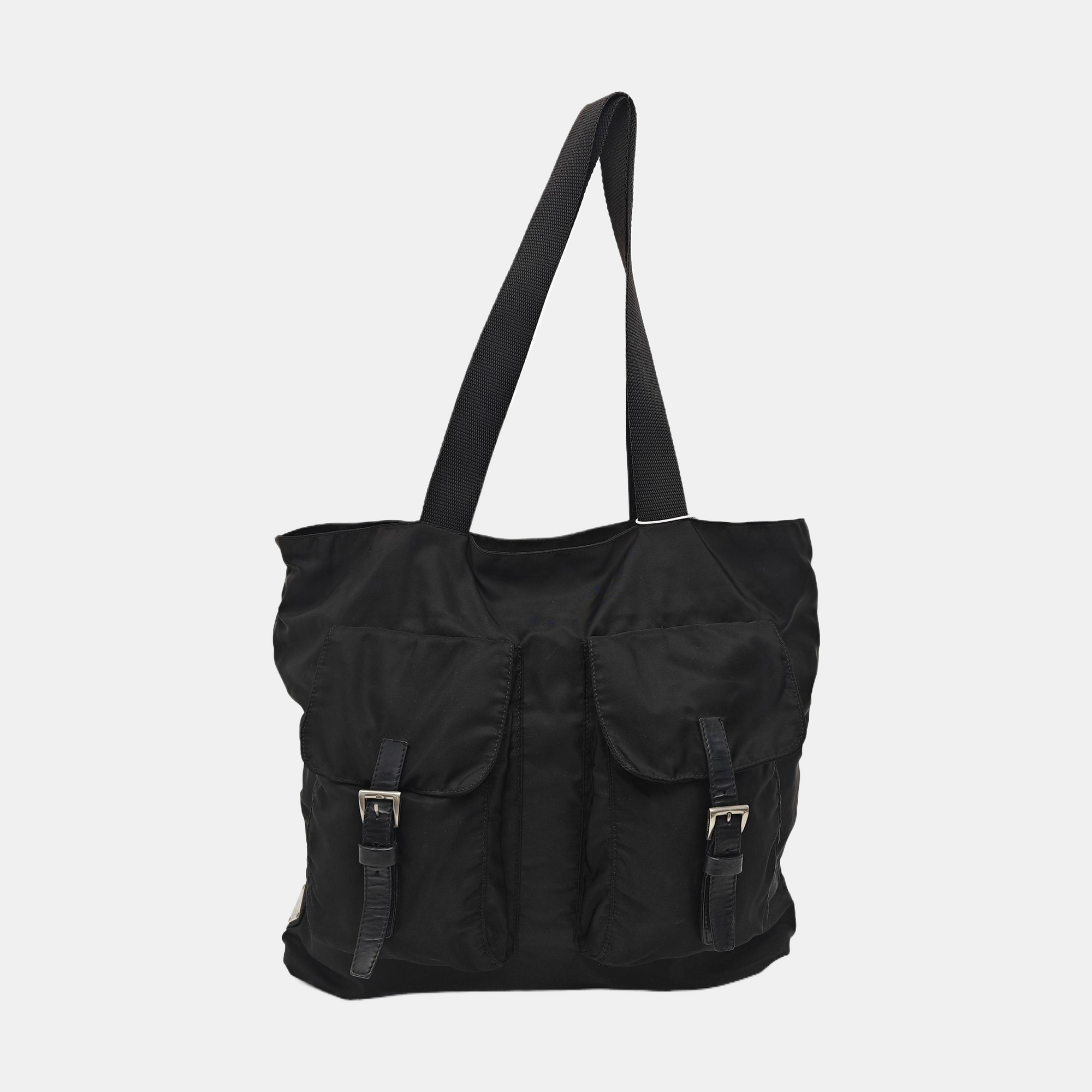 Nylon Top Handle Bag Black