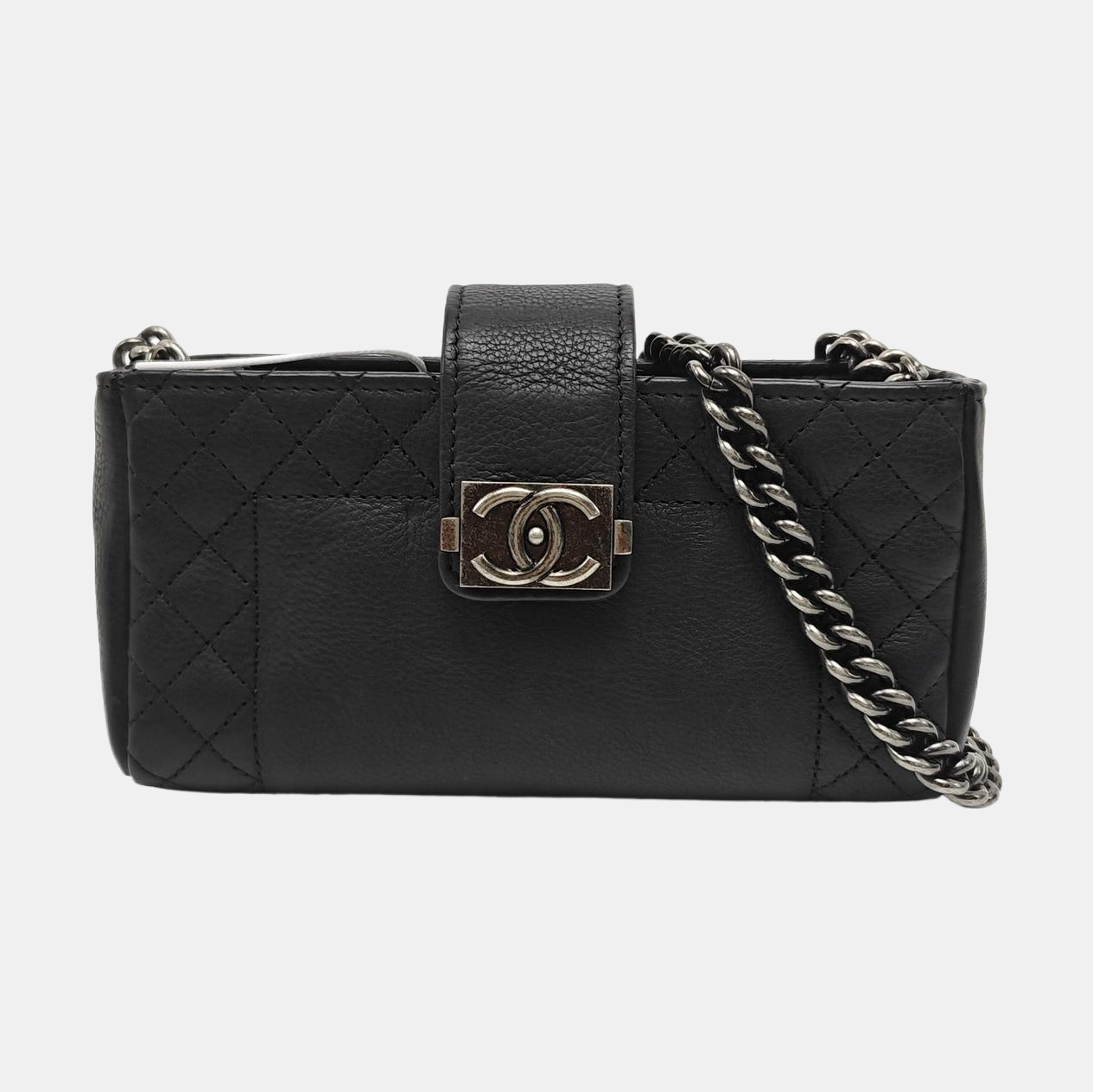 Quilted Calfskin Shoulder Bag Black