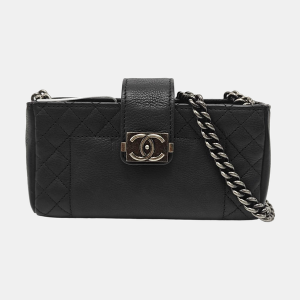 Quilted Calfskin Shoulder Bag Black