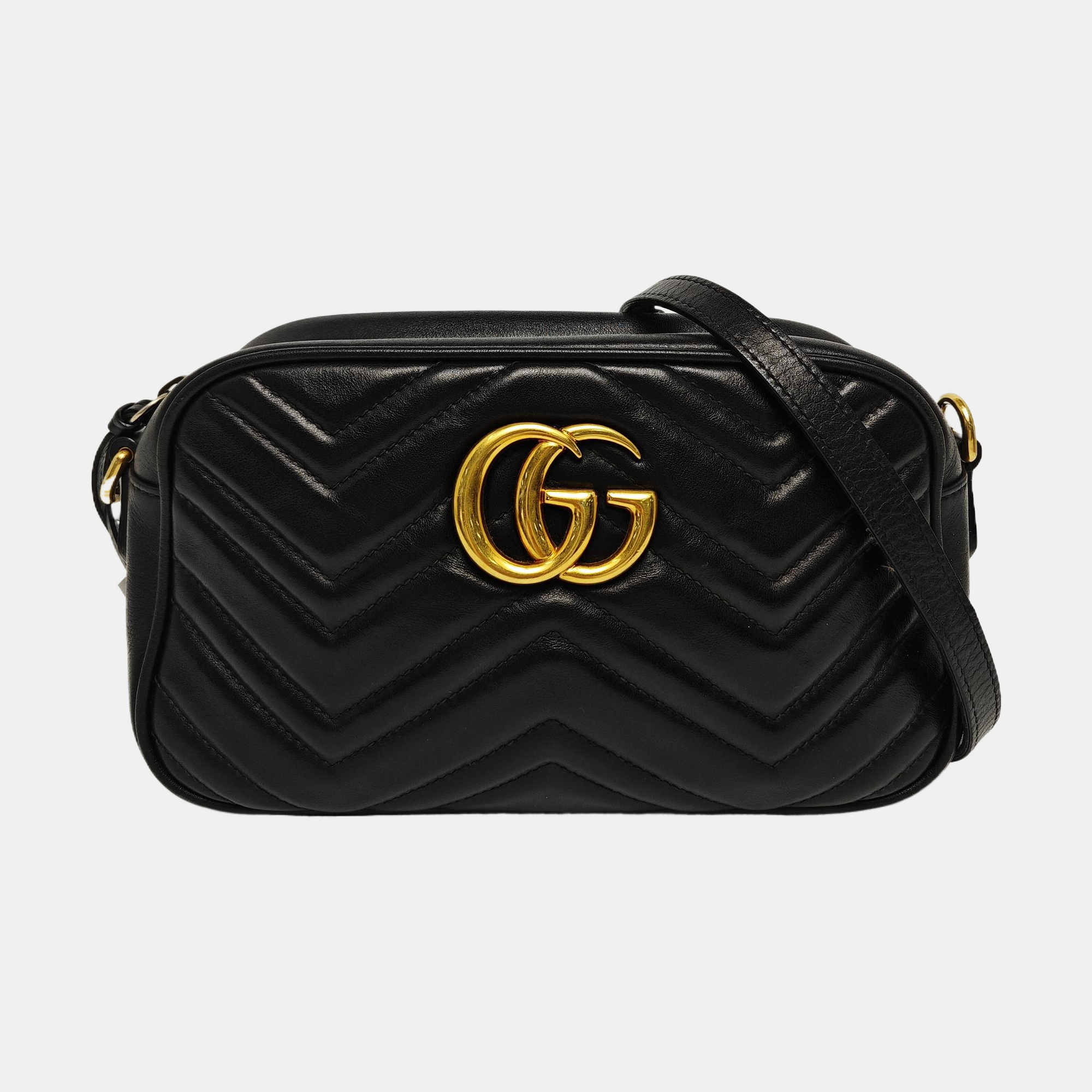 GG Marmont Small Quilted Calfskin Black