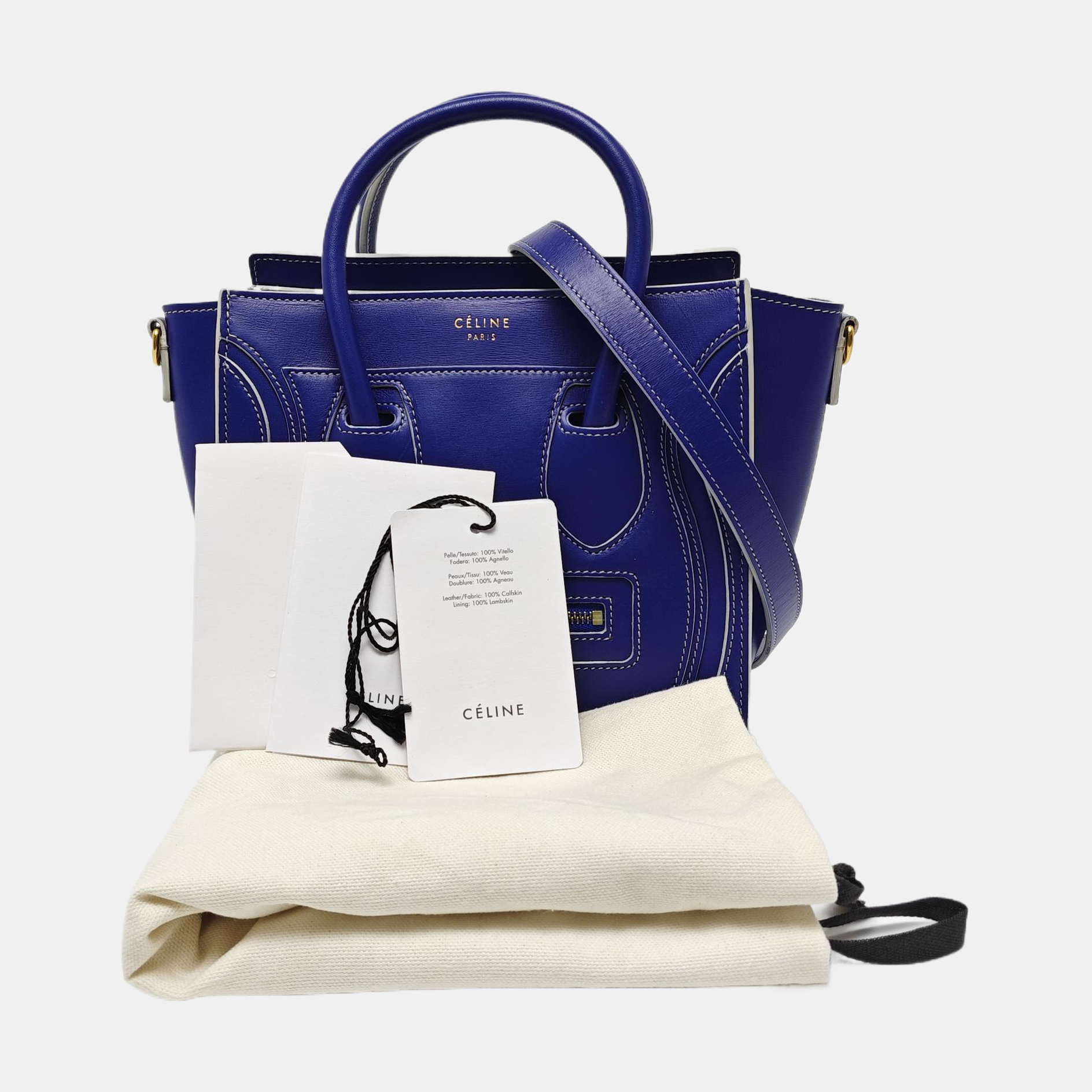 Authenticated pre-owned  LUGGAGE Calfskin Blue - Tote Bag at Looply
