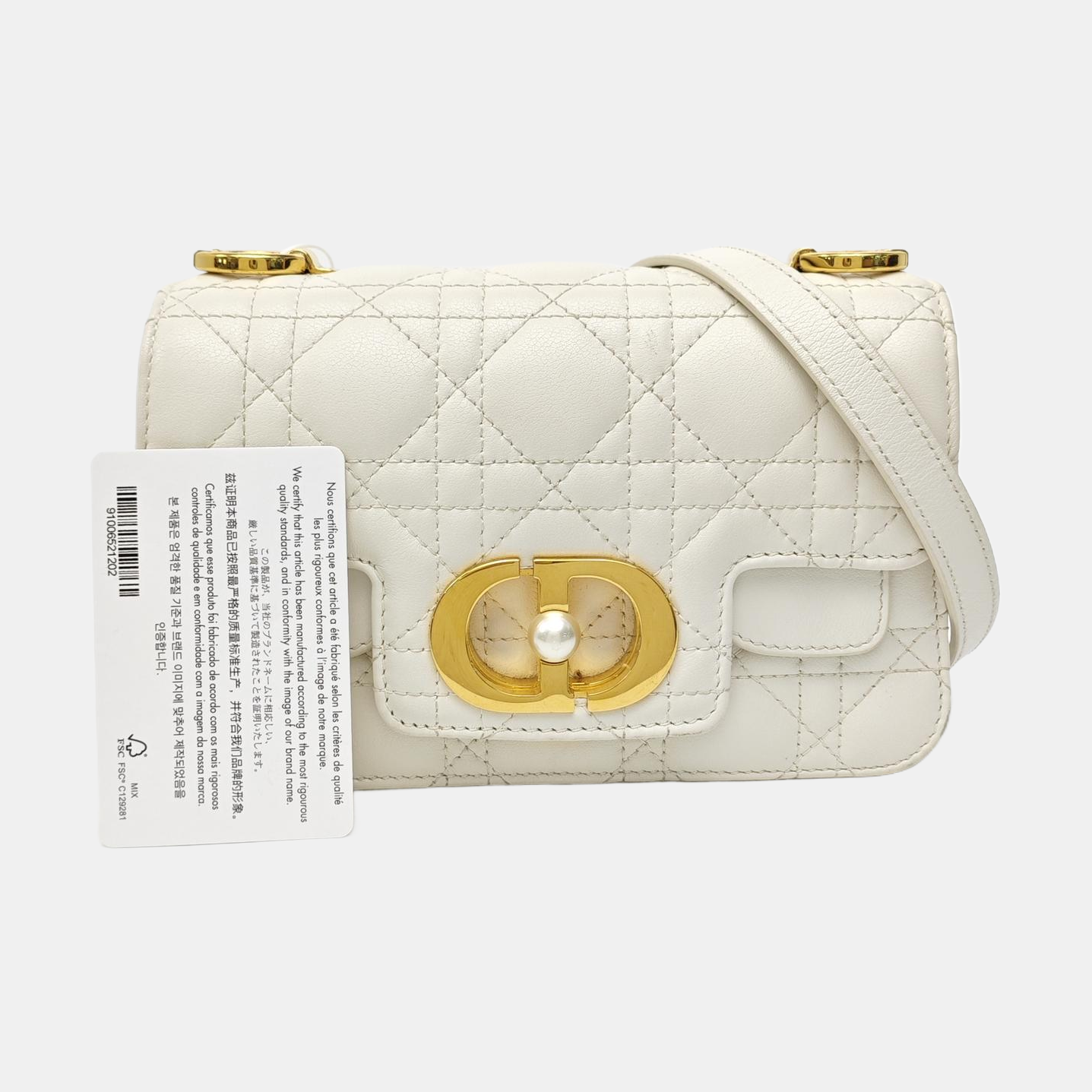 Cannage Calfskin Shoulder Bag Mini White
