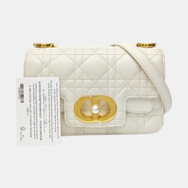 Cannage Calfskin Shoulder Bag Mini White
