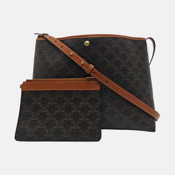Coated Canvas Shoulder Bag Brown