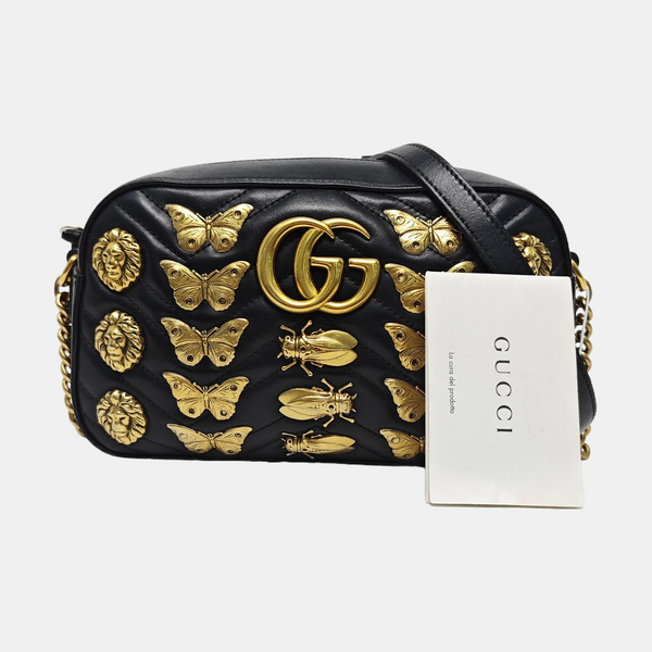 GG Marmont Small Quilted Calfskin Black