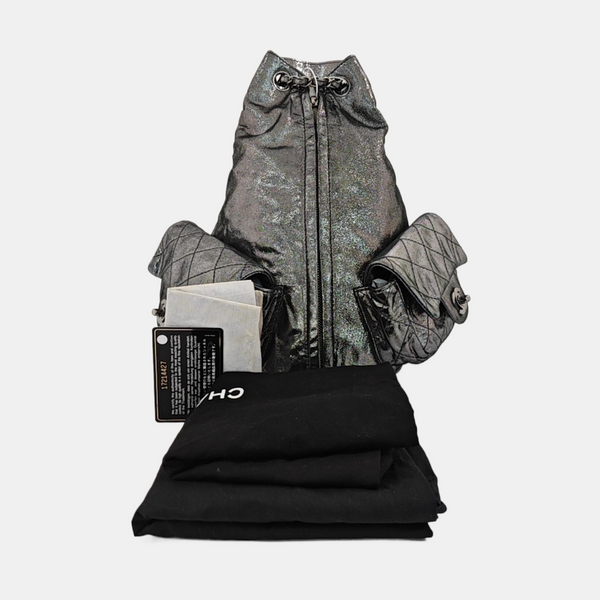 Quilted Calfskin Backpack Gray