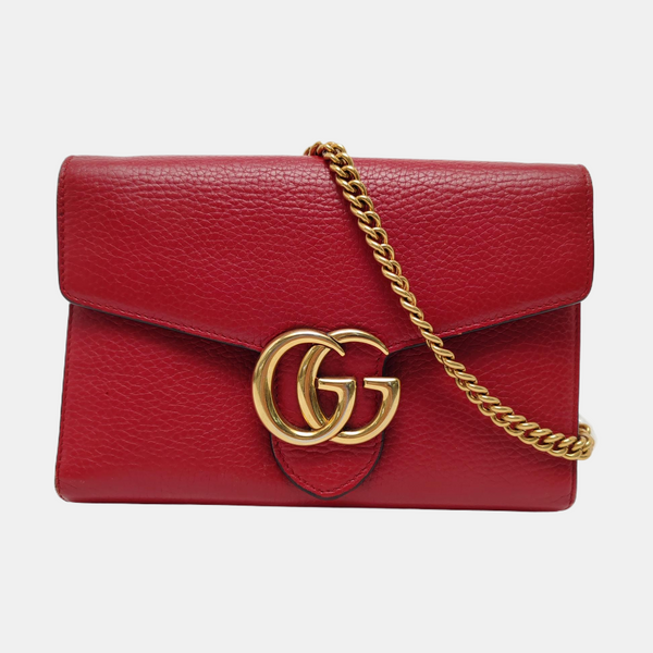 Authenticated pre-owned  GG Marmont Mini Calfskin Red - Shoulder Bag at Looply