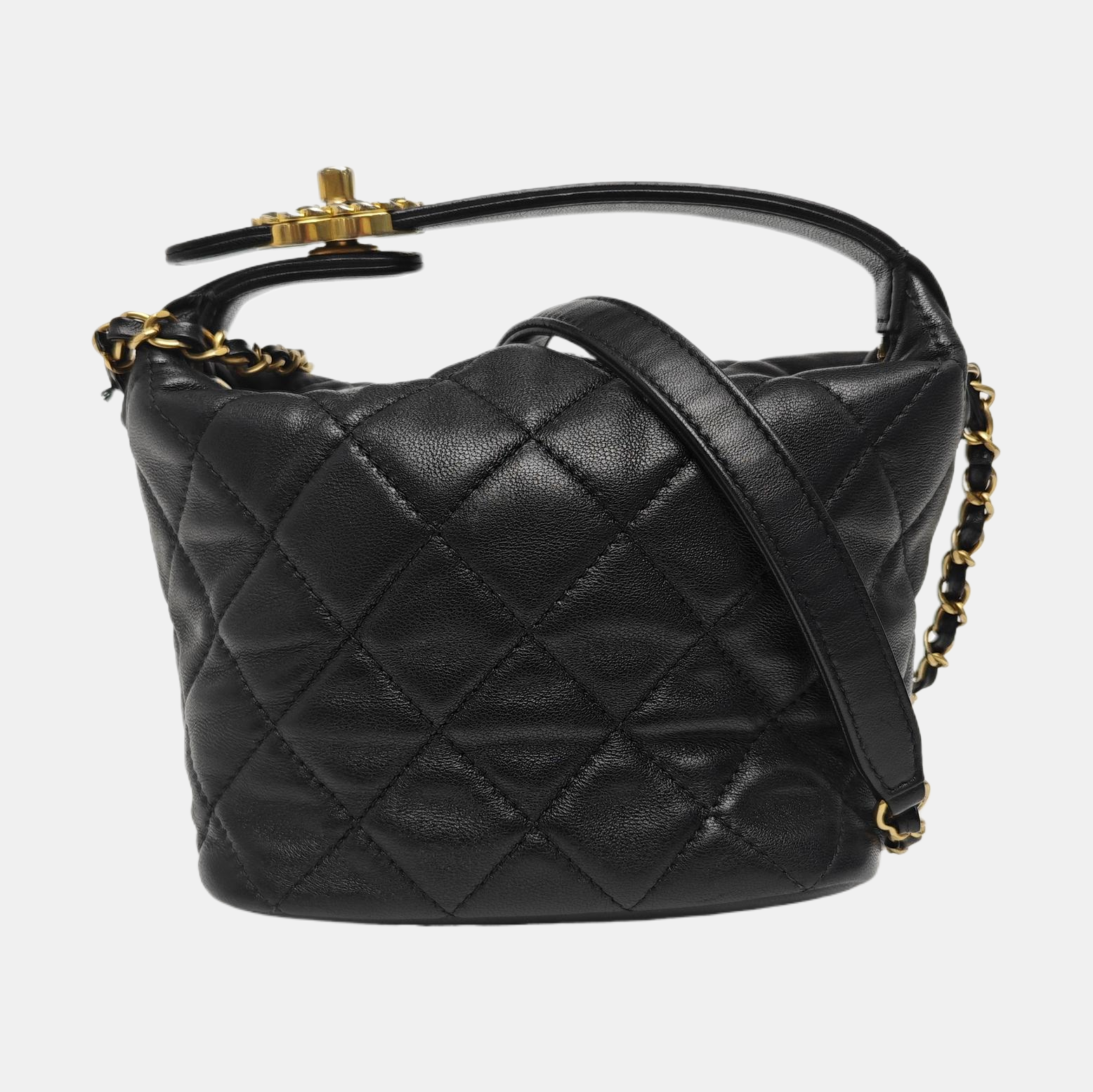 Quilted Lambskin Shoulder Bag Black