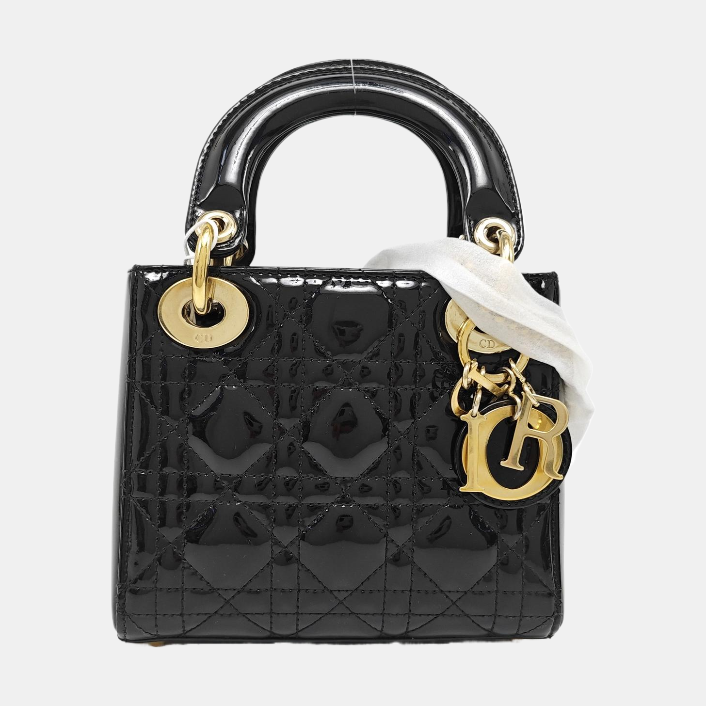 Lady Dior Mini Quilted Patent Leather Black