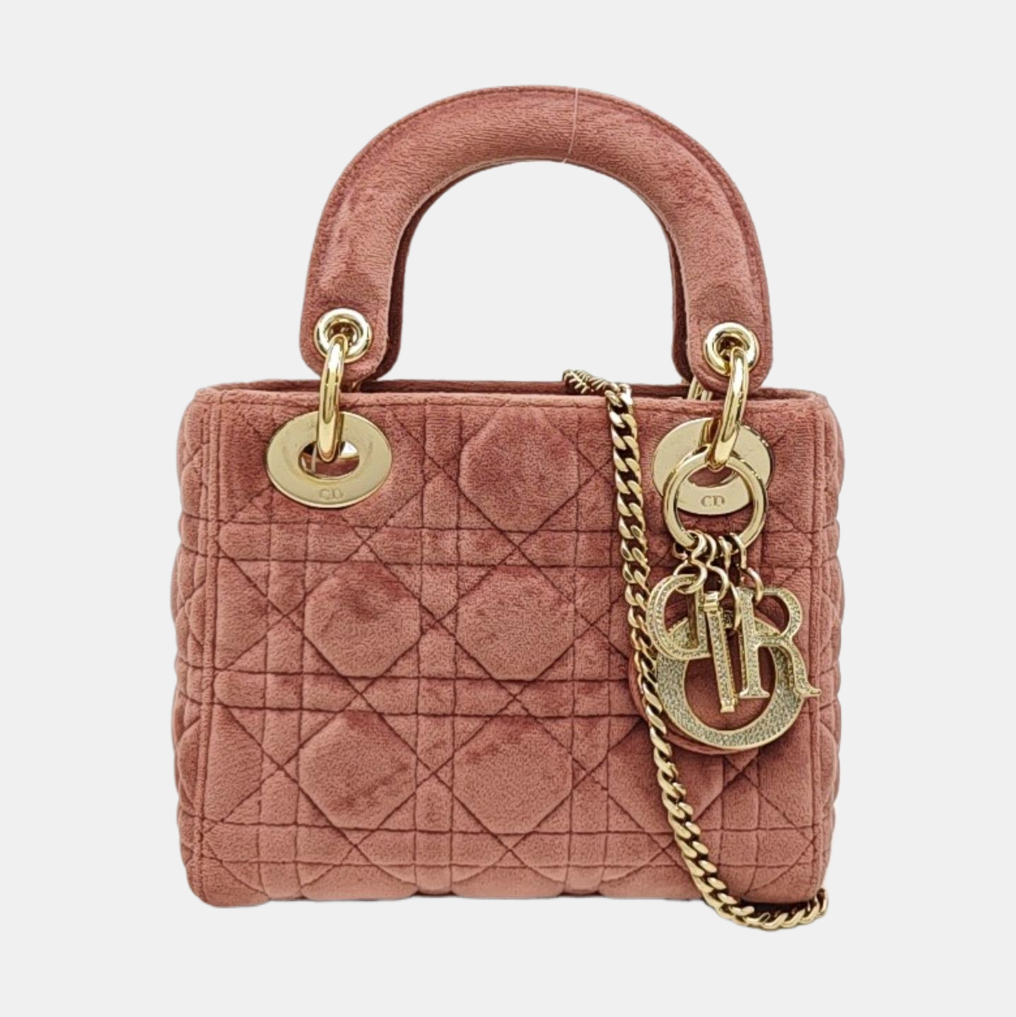 Lady Dior Mini Cannage Velvet Pink