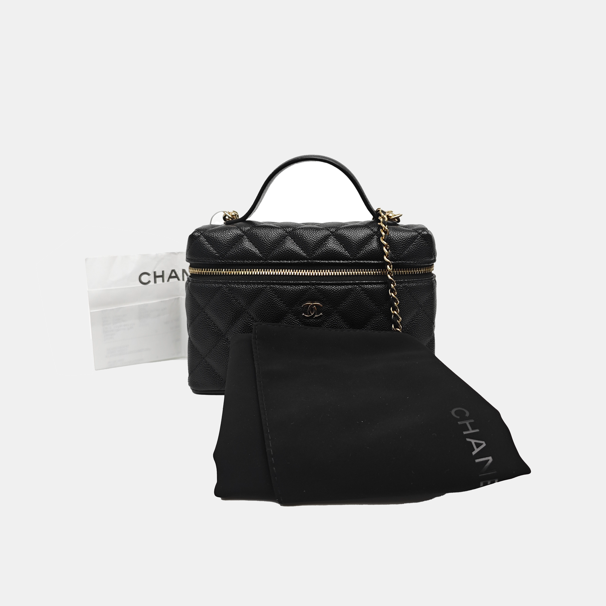 Quilted Grained Calfskin Shoulder Bag Black