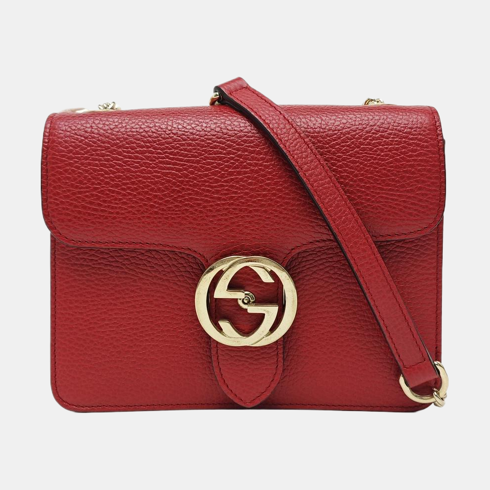 Interlocking G Small Calfskin Red