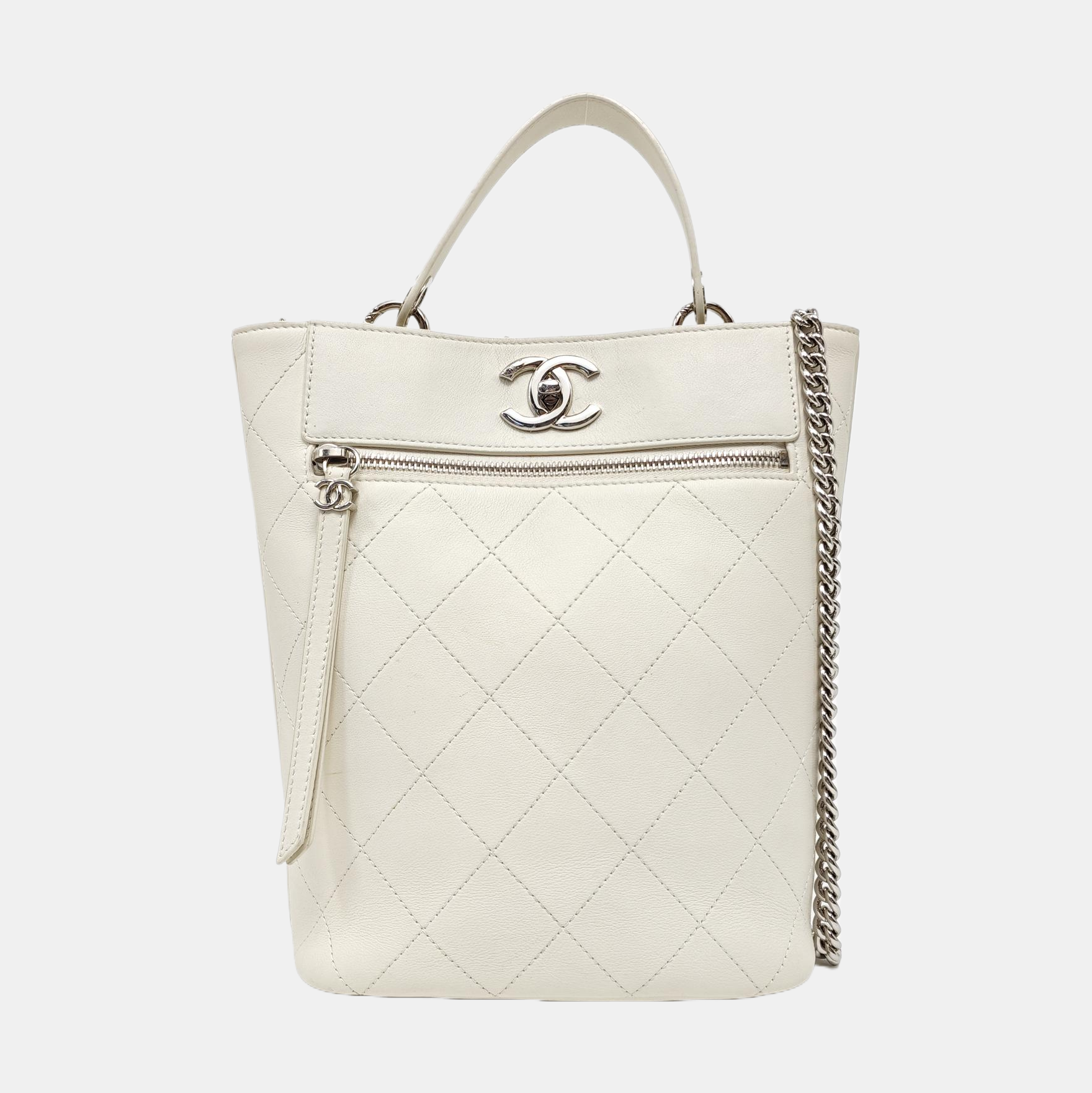 Quilted Calfskin Shoulder Bag White