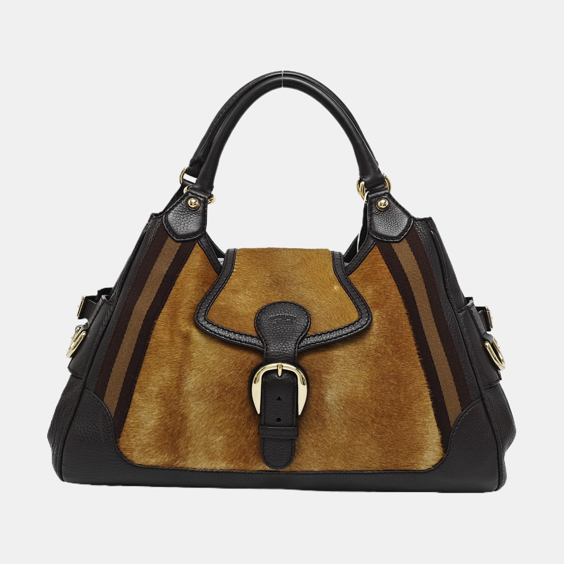 Calfskin Top Handle Bag Brown