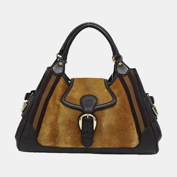 Calfskin Top Handle Bag Brown