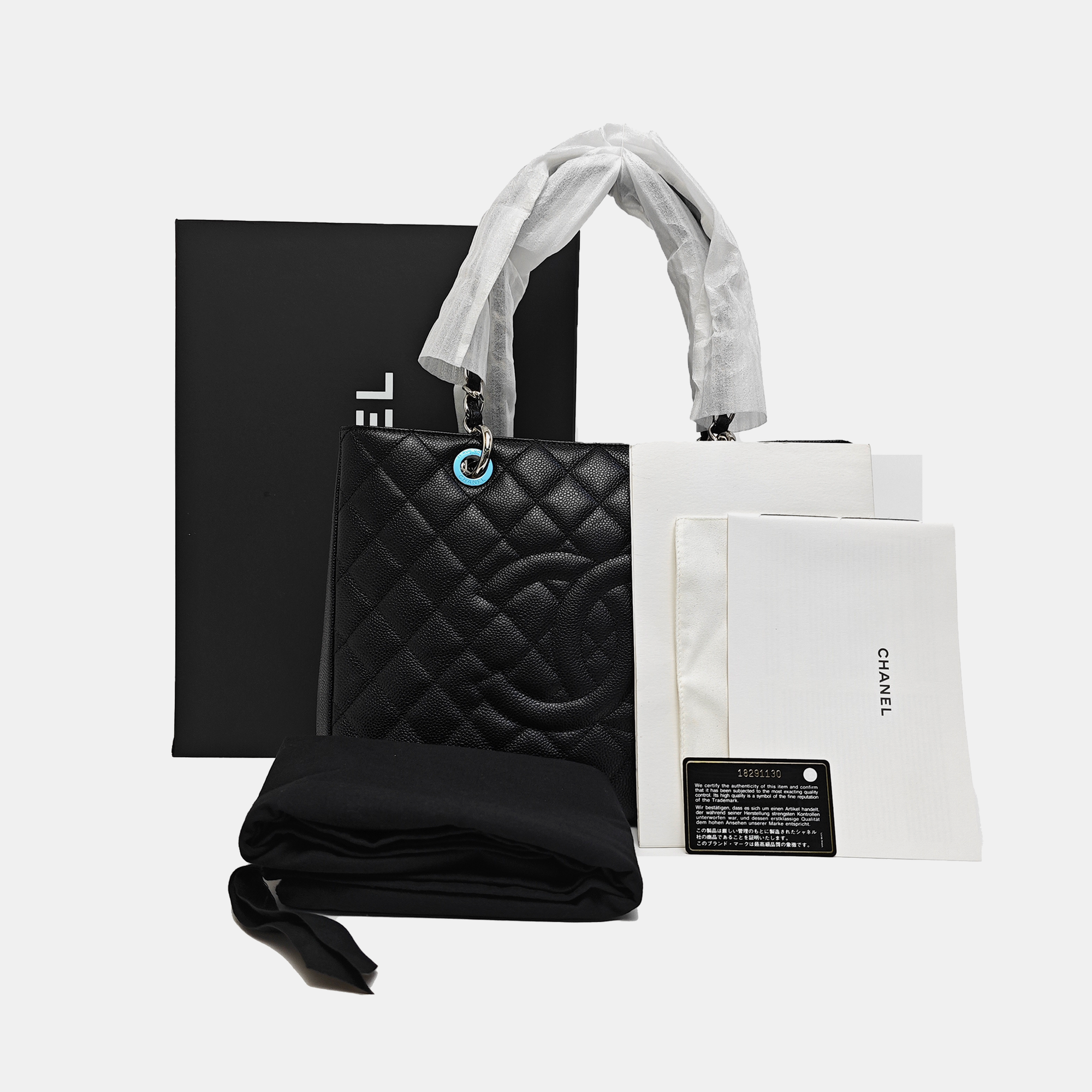 CHANEL GST Large Quilted Grained Calfskin Black
