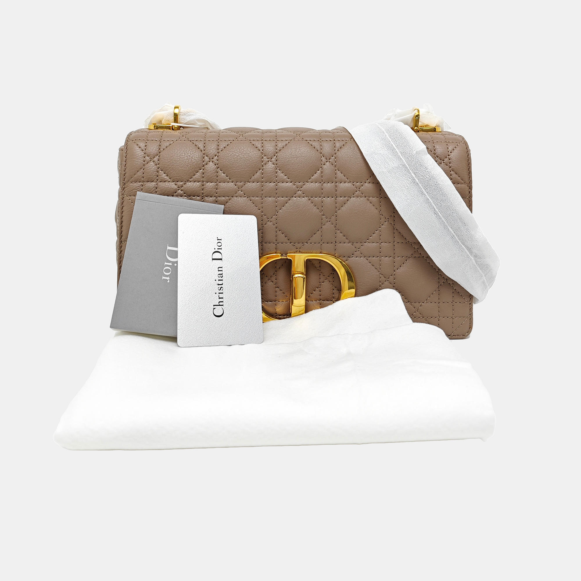 Dior Caro Medium Cannage Calfskin Gray