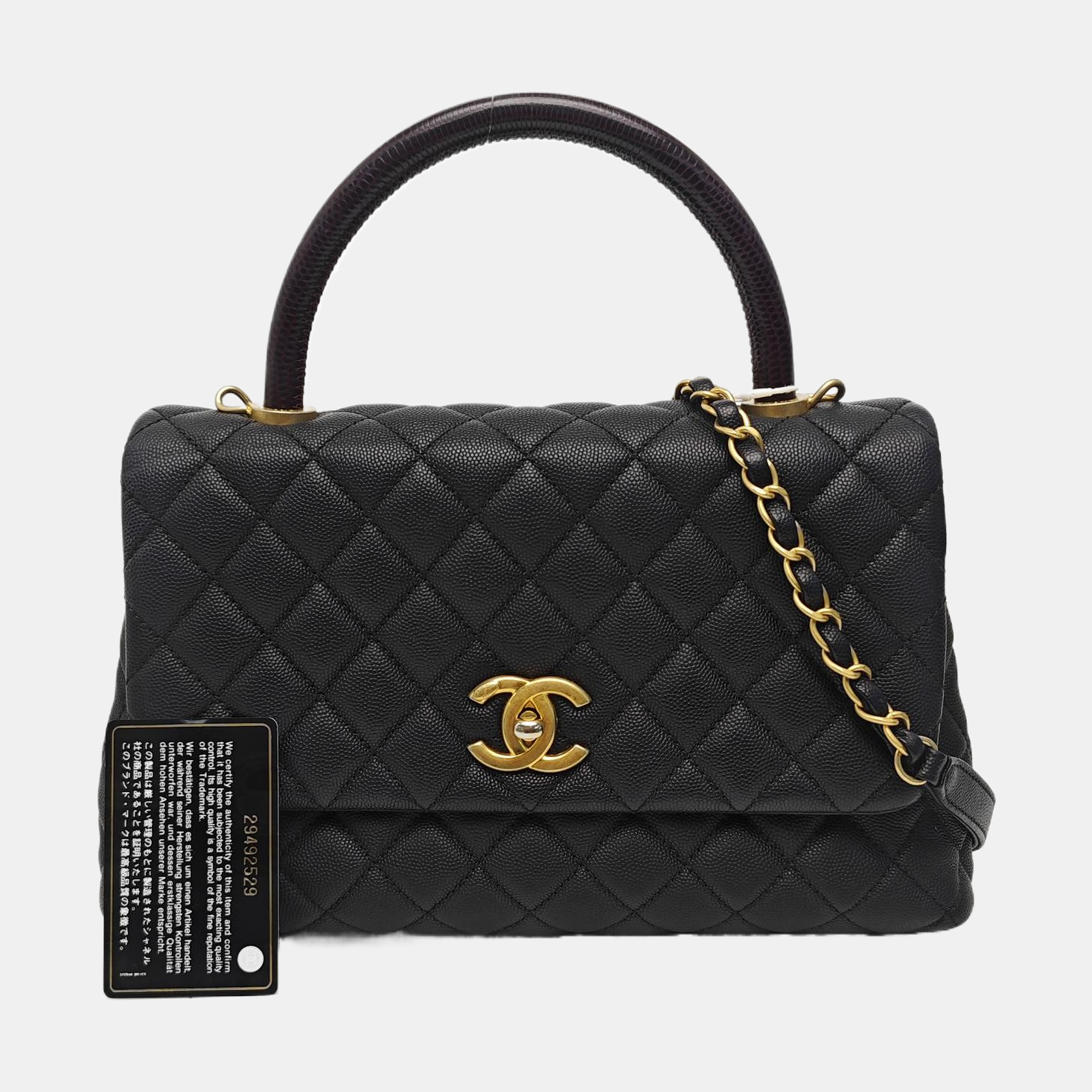 COCO HANDLE Medium Quilted Grained Calfskin Black