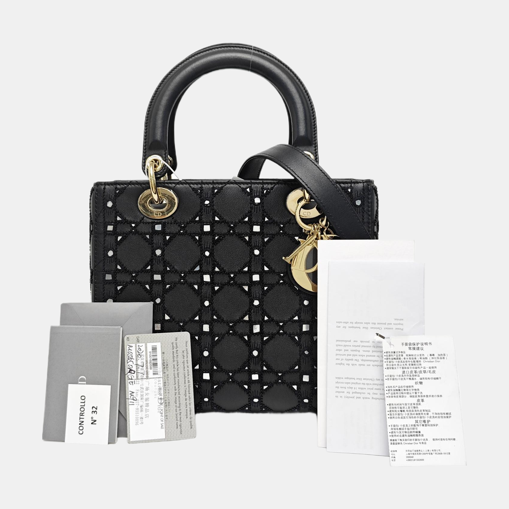 Lady Dior Medium Cannage Lambskin Black