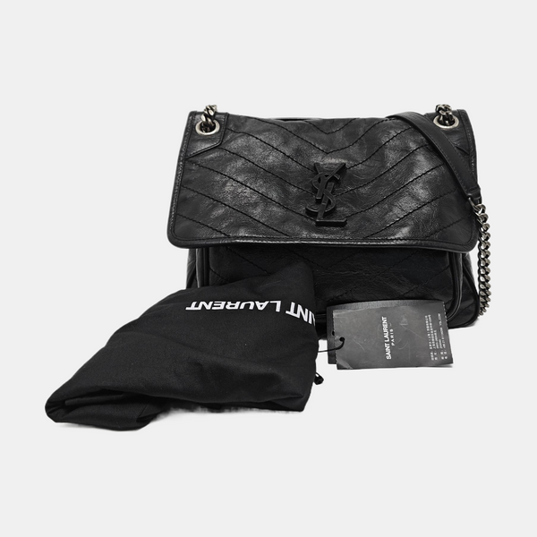 NIKI Medium Chevron Calfskin Black