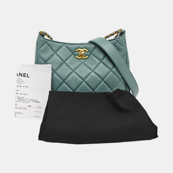 23A HOBO Quilted Lambskin Green