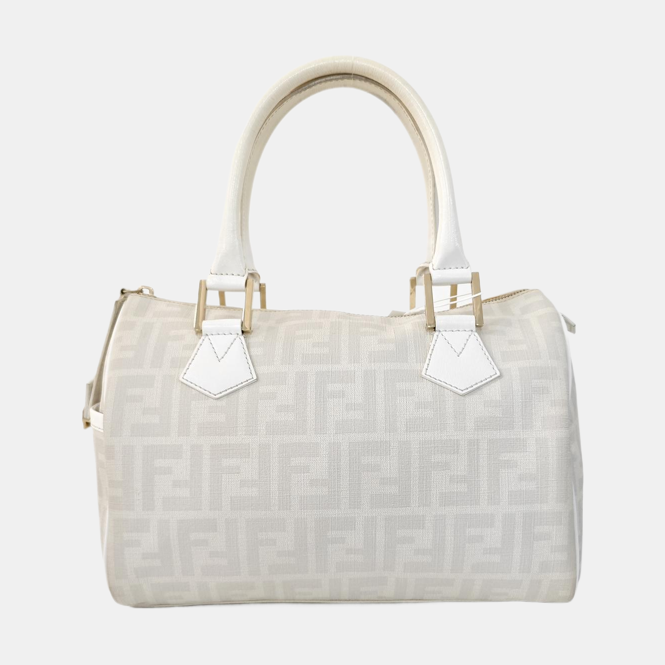 Coated Canvas Top Handle Bag White