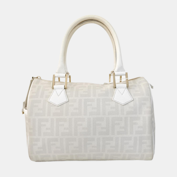 Coated Canvas Top Handle Bag White