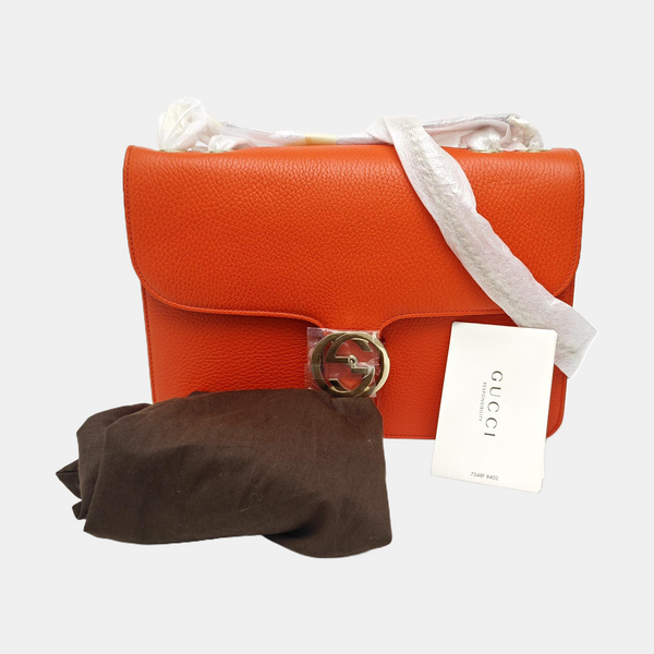 Interlocking G Large Calfskin Orange