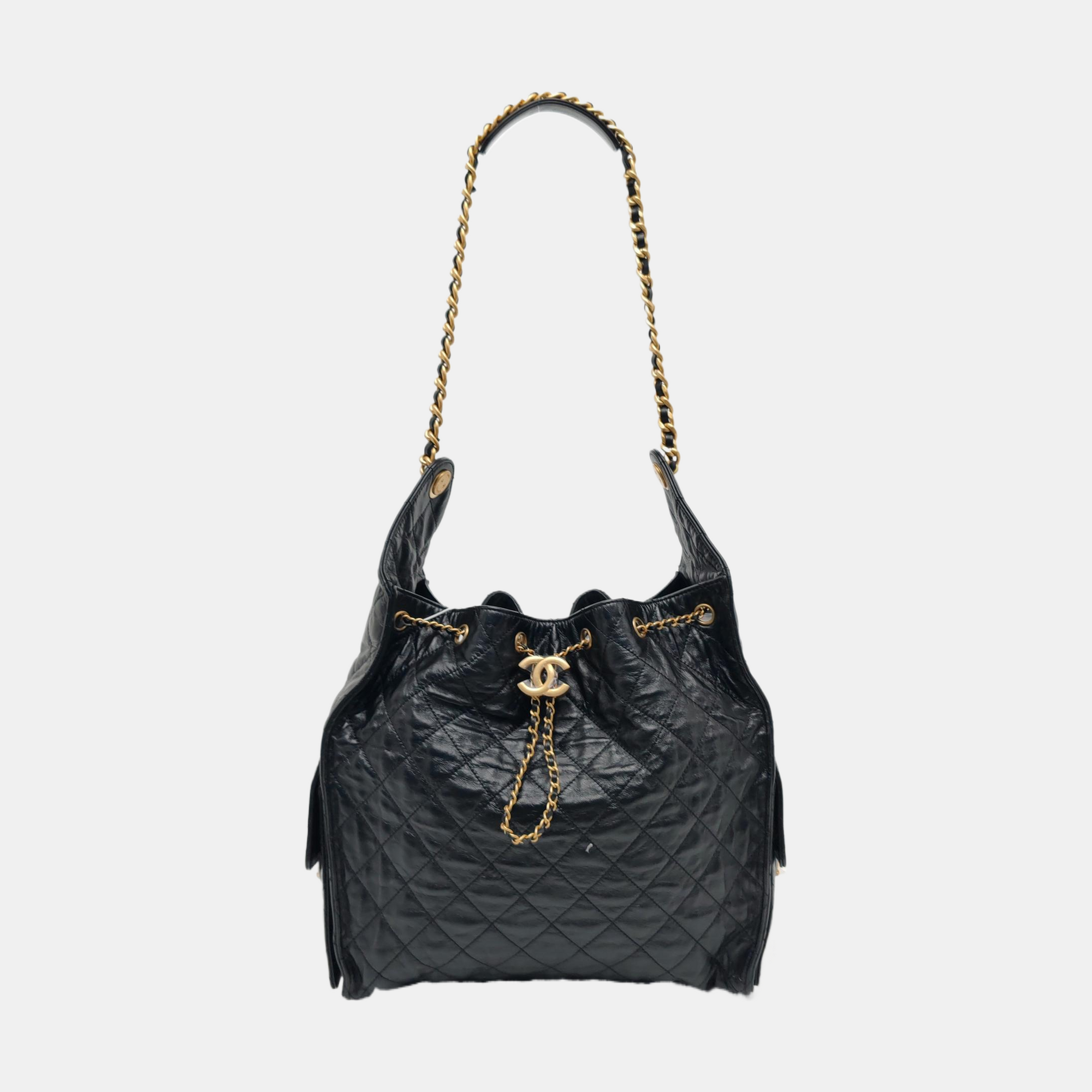 CHANEL 25 Medium Quilted Calfskin Black