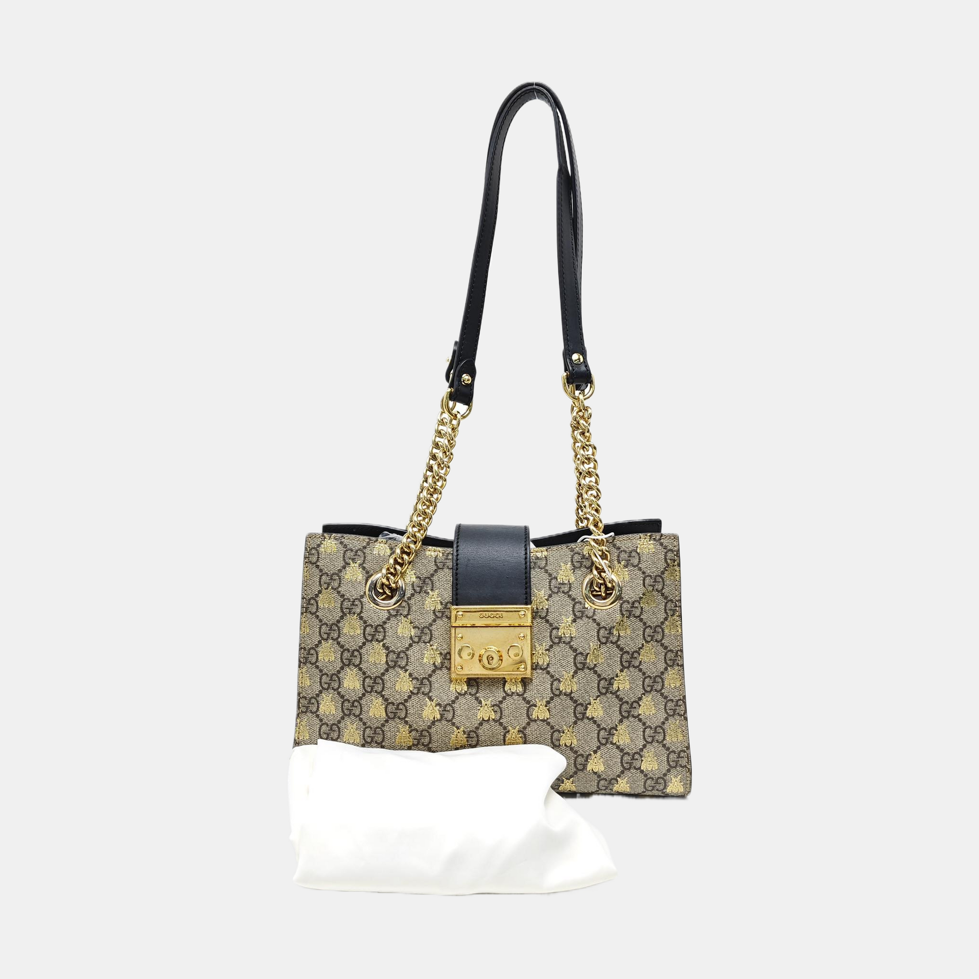Padlock Small Monogram Coated Canvas Beige