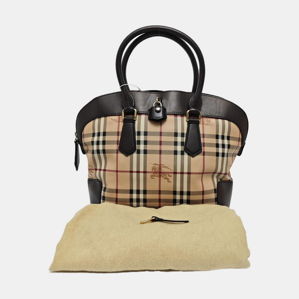 Coated Canvas Top Handle Bag Beige