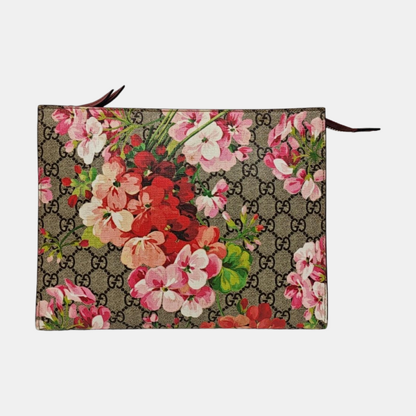 GG Blooms Large Monogram Coated Canvas Beige