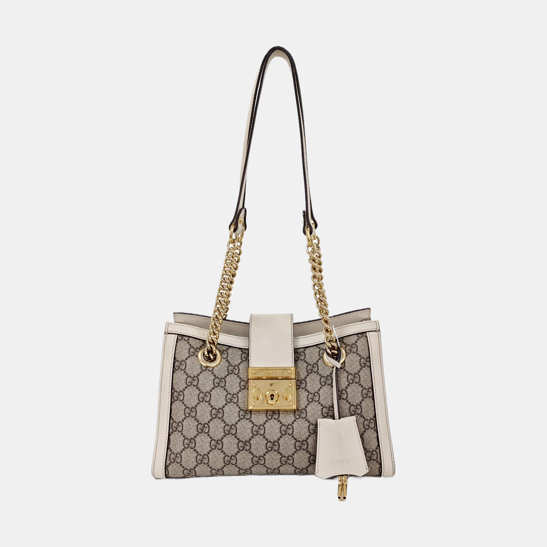 Padlock Small Monogram Coated Canvas Beige