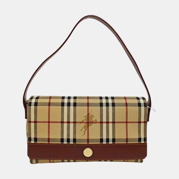 Coated Canvas Top Handle Bag Brown