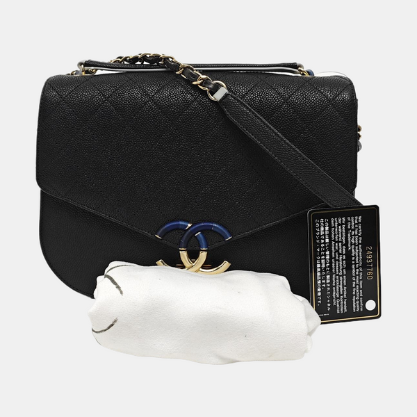 THREAD AROUND Medium Quilted Grained Calfskin Black