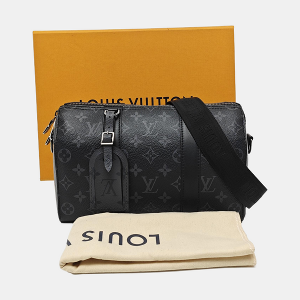 KEEPALL Monogram Coated Canvas Black