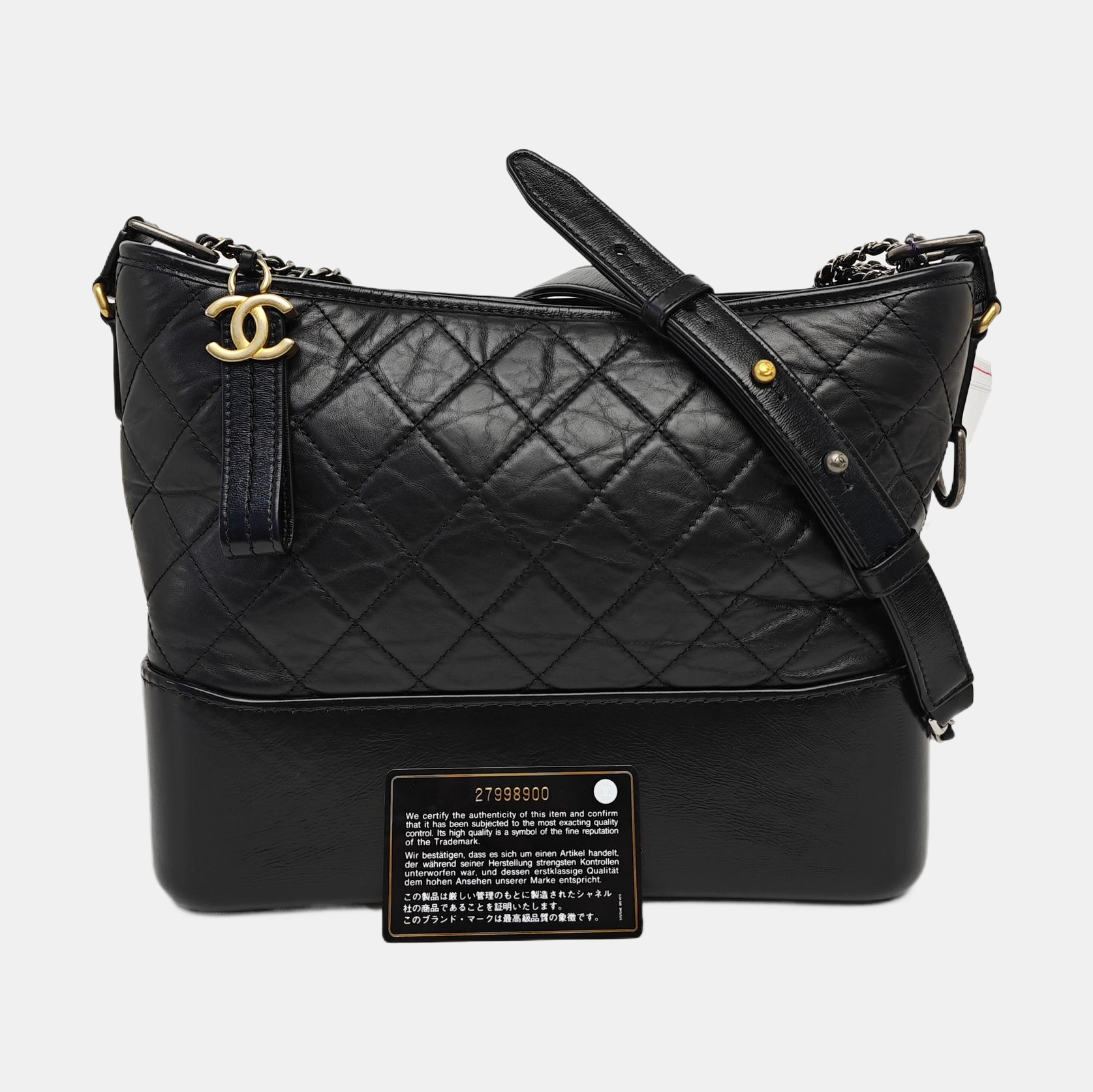 GABRIELLE Medium Quilted Calfskin Black