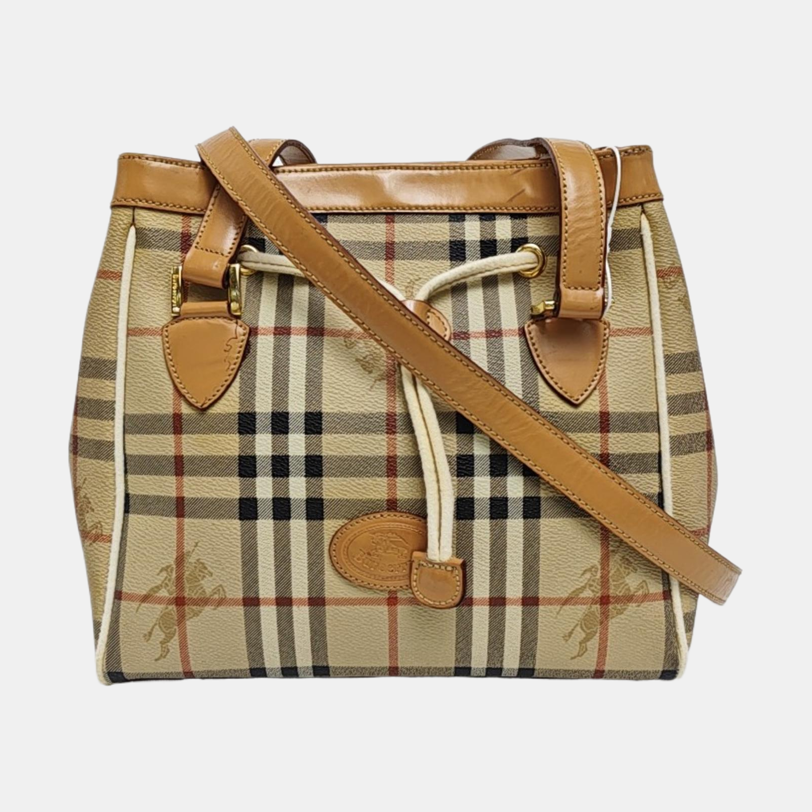 Coated Canvas Shoulder Bag Beige