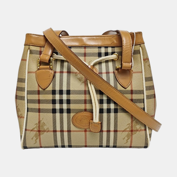 Coated Canvas Shoulder Bag Beige