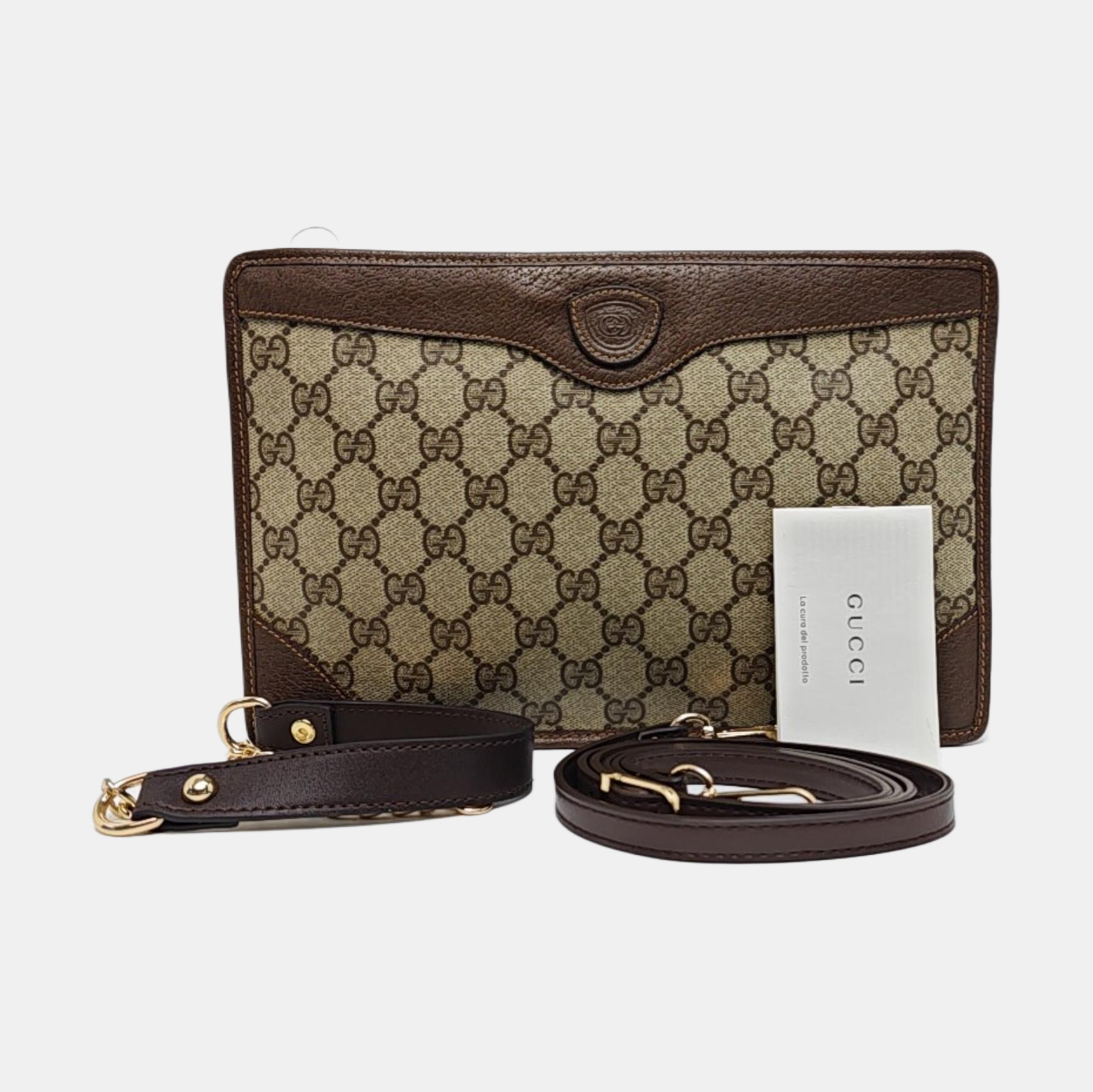 Monogram Coated Canvas Clutch Beige