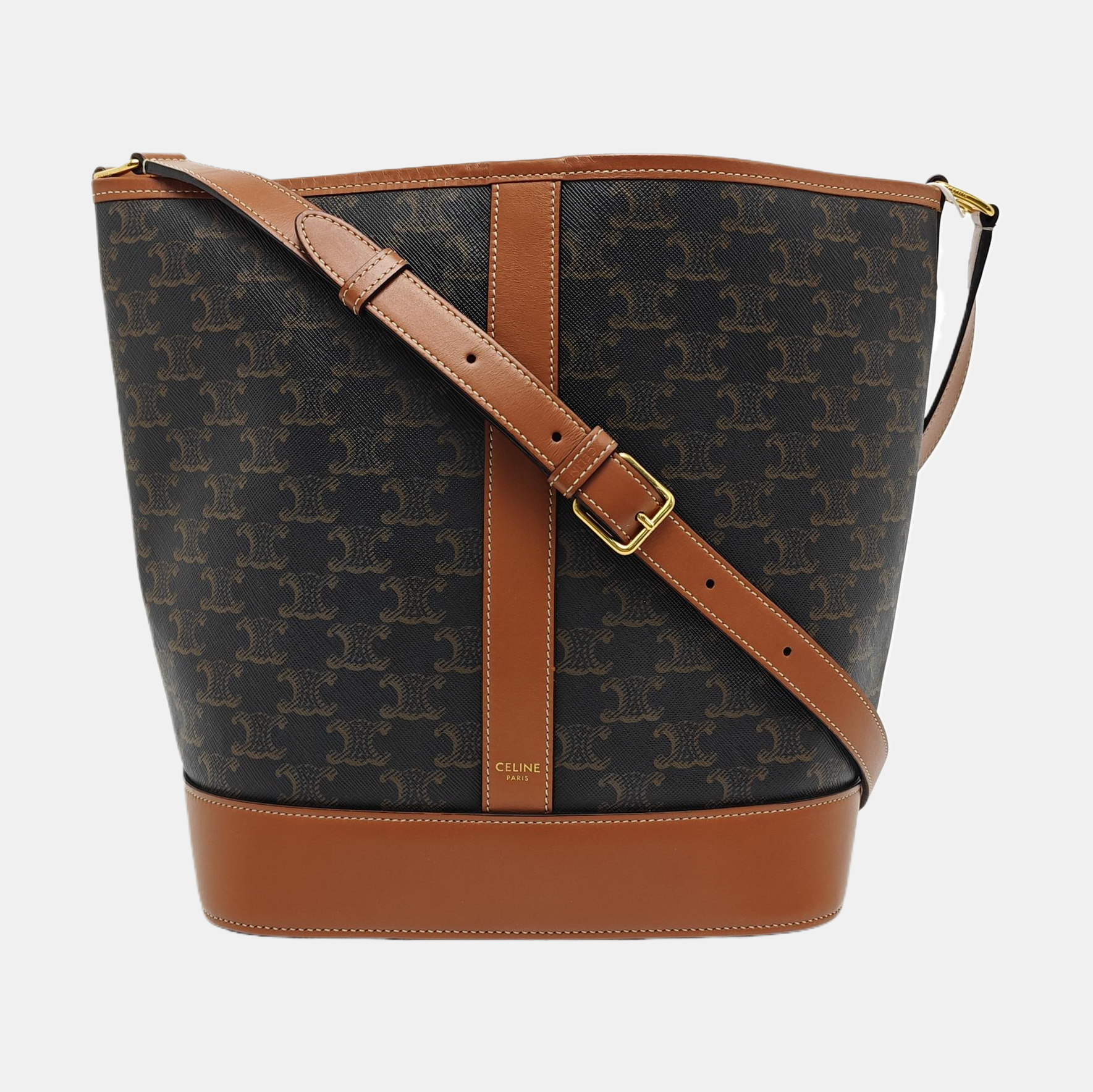 Authenticated pre-owned  TRIOMPHE CANVAS Medium Coated Canvas Brown - Bucket Bag at Looply