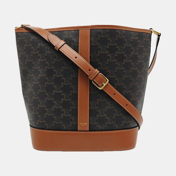 Authenticated pre-owned  TRIOMPHE CANVAS Medium Coated Canvas Brown - Bucket Bag at Looply