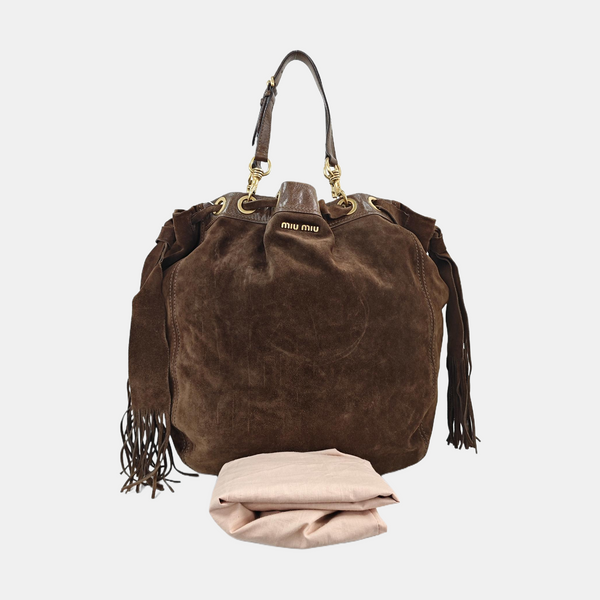 Suede Bucket Bag Brown