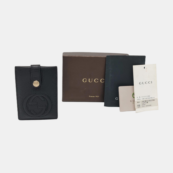 Quilted Calfskin Card Holder Black