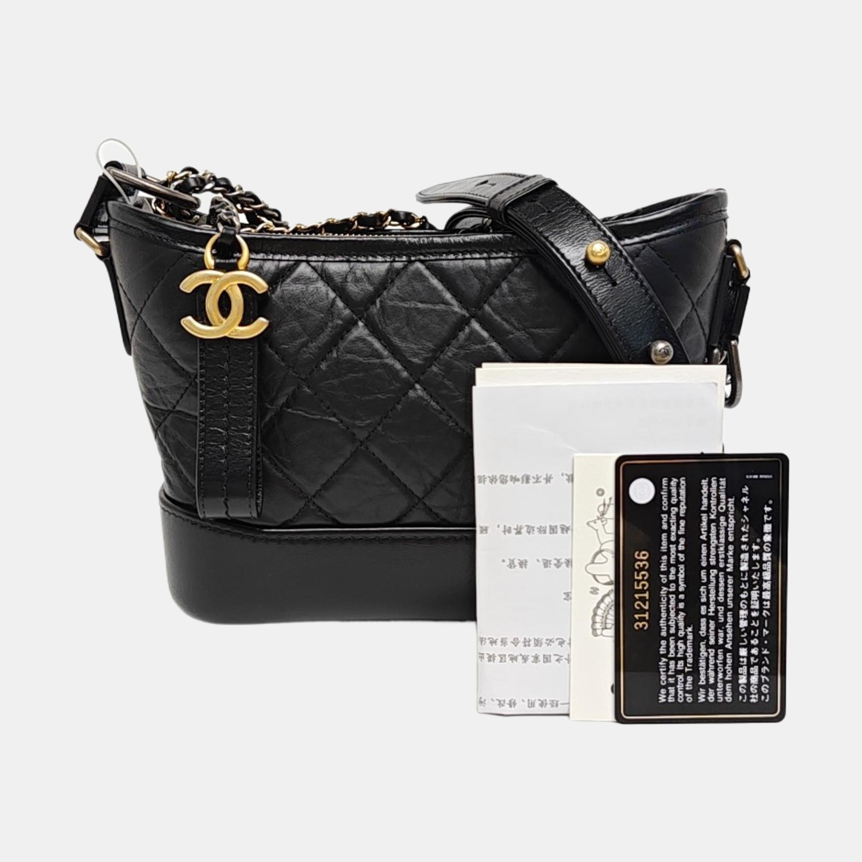 GABRIELLE Small Quilted Vintage Calf Black